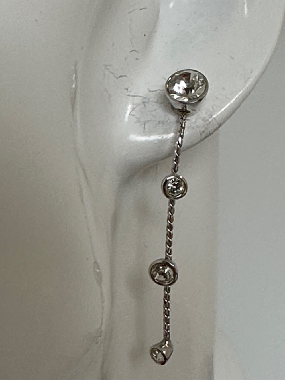 Swarovski Silver Linear Drop Earrings with Crystal Accents